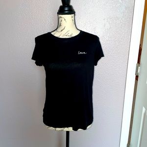 H&M cotton super soft black tee “Love”